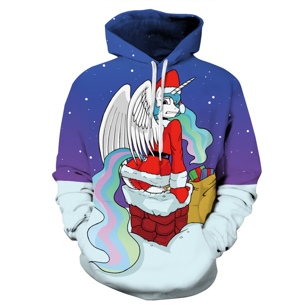 Christmas Hoodies - Super Funny Christmas Unicorn Icon 3D Hoodie