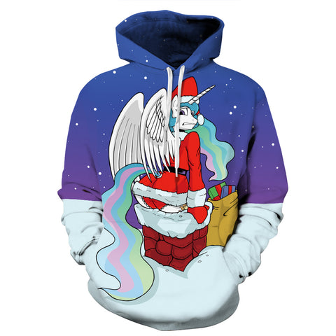 Image of Christmas Hoodies - Super Funny Christmas Unicorn Icon 3D Hoodie