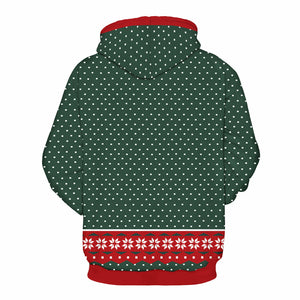 Christmas Hoodies - Naughty Santa Claus Cute Icon Green 3D Hoodie