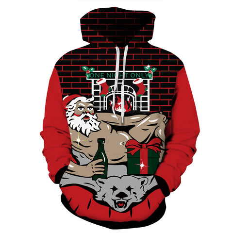 Image of Christmas Hoodies - Funny Sexy Santa Claus Icon Red 3D Hoodie