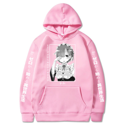 Image of Re Zero Starting Life in Another World Rem and Ram Japanese Anime Long Sleeve Sweatshirts Hoodies