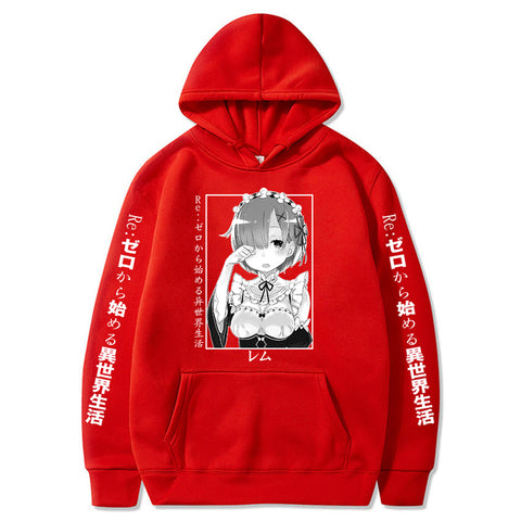 Image of Re Zero Starting Life in Another World Rem and Ram Japanese Anime Long Sleeve Sweatshirts Hoodies