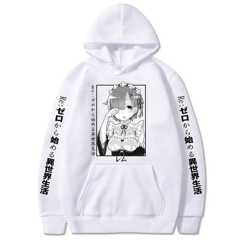 Image of Re Zero Starting Life in Another World Rem and Ram Japanese Anime Long Sleeve Sweatshirts Hoodies