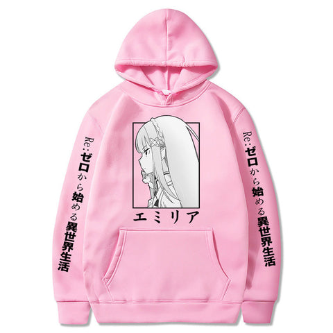 Image of Re:zero -starting Life in Another World Harajuku Streetwear Casual Emilia Hoodie Tops Anime Sweatshirts Clothes Unisex