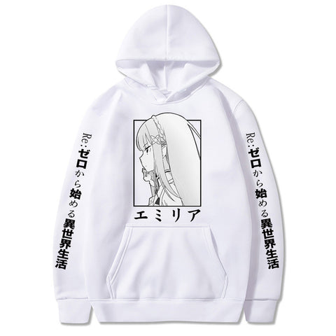 Image of Re:zero -starting Life in Another World Harajuku Streetwear Casual Emilia Hoodie Tops Anime Sweatshirts Clothes Unisex