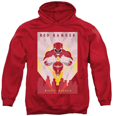 Image of Power Rangers Sweatshirts - Mens Red Deco Pullover Hoodie