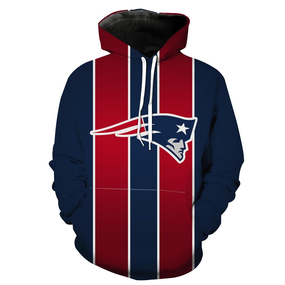 Football Patriots  Hoodie - Red and Blue New England Patriots Pullover Hoodie