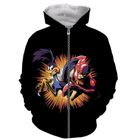 Image of Cartoon Road Runner & Wile E Coyote 3D Printed Hoodies