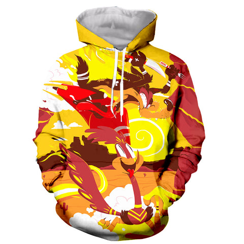 Image of Cartton Road Runner & Wile E Coyote 3D Printed Hoodies Pullovers