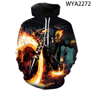 3D Printed Hoodies - Movie Ghost Rider Pullover