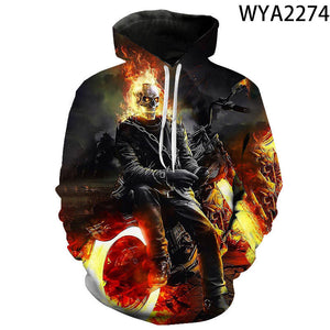 3D Printed Hoodies - Movie Ghost Rider Pullover