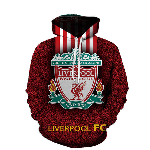 Image of 3D Printed Football Logo Hoodie - Arsenal Pullover Sweatshirt