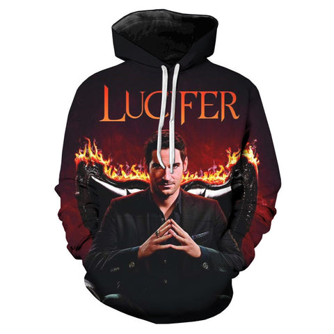 Image of 3D Printed Lucifer Hoodies - Unisex TV Series Sweatshirts