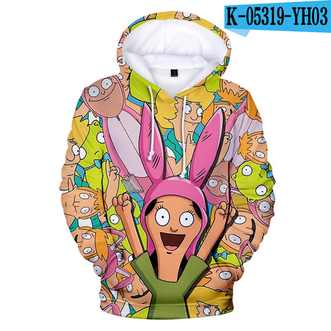 Image of 3D Printed Bob's Burgers Hooded Pullover Hoodies