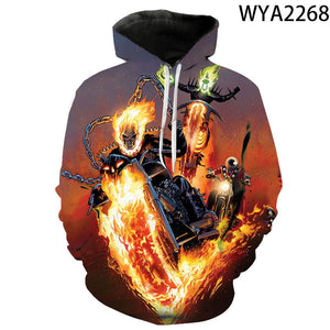 3D Printed Hoodies - Movie Ghost Rider Pullover