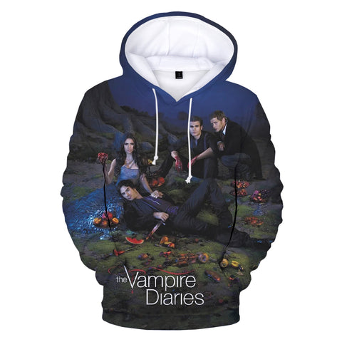 Image of 3D Printed The Vampire Diaries Hoodies - Horror Movie Hooded Pullover