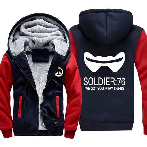 Image of Overwatch Soldier 76 Jackets - Zip Up Black Fleece Jacket