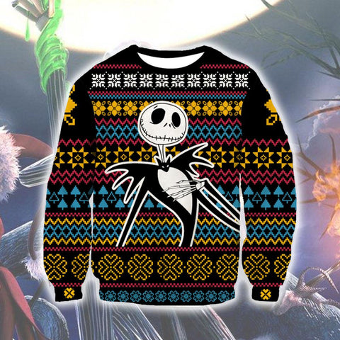 Image of Nightmare Before Christmas Jack Hoodies - Nightmare Before Christmas Hoodies - Cool Knitting Pattern 3D Ugly Christmas Hoodie