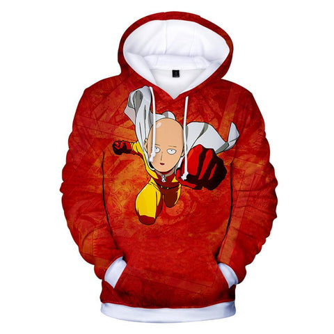 Image of One Punch Man Hoodies - Saitama Drawstring Pullover Hooded Sweatshirt