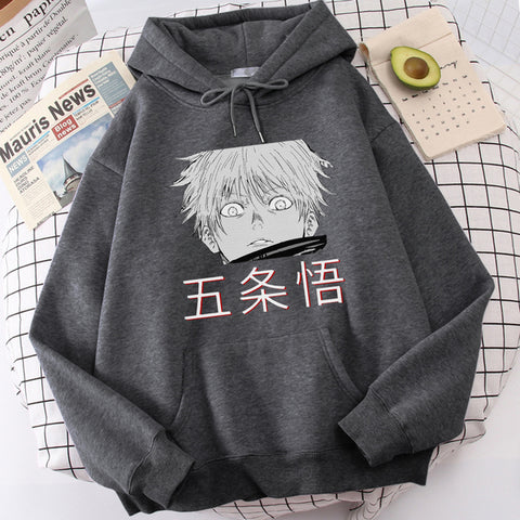 Image of Satoru Gojo Jujutsu Kaisen Print Hooded Men Casual Sweatshirts