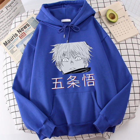 Image of Satoru Gojo Jujutsu Kaisen Print Hooded Men Casual Sweatshirts