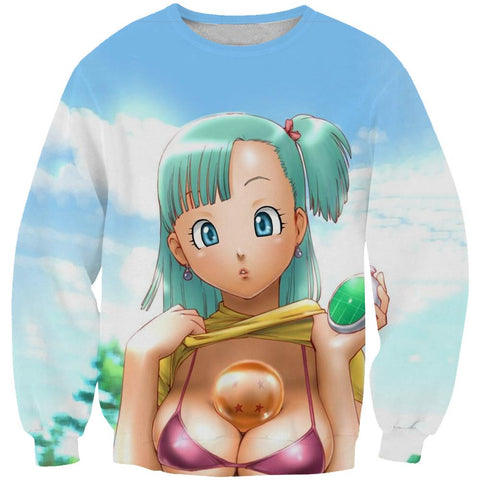 Image of Dragon Ball Z Sweatshirts - Sexy Bulma Blue Sweatshirt