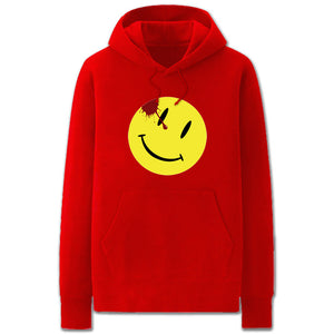 DC Watchmen Hoodies - Solid Color Smiley Badge Cartoon Style Fleece Hoodie