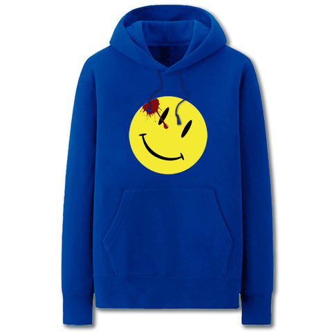 Image of DC Watchmen Hoodies - Solid Color Smiley Badge Cartoon Style Fleece Hoodie