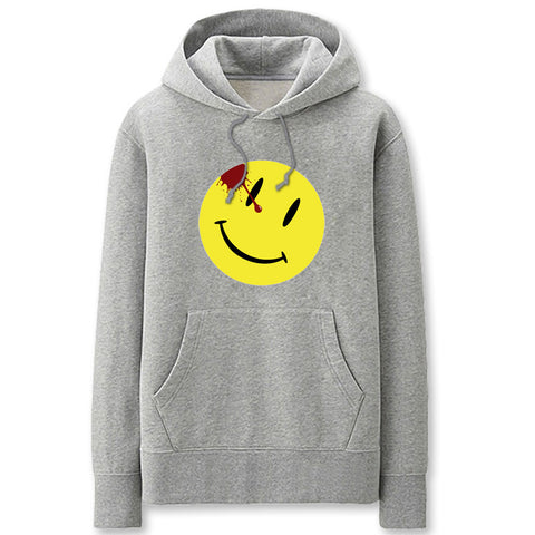 Image of DC Watchmen Hoodies - Solid Color Smiley Badge Cartoon Style Fleece Hoodie