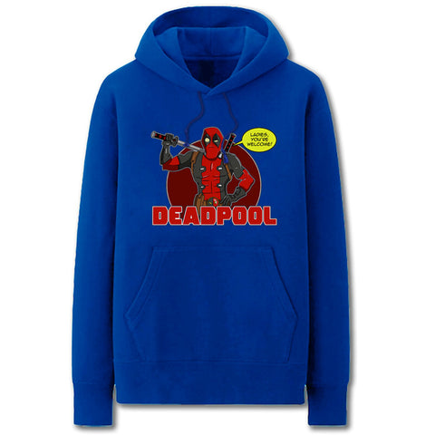 Image of Deadpool Hoodies - Solid Color Super Funny Deadpool Cartoon Style Fleece Hoodie