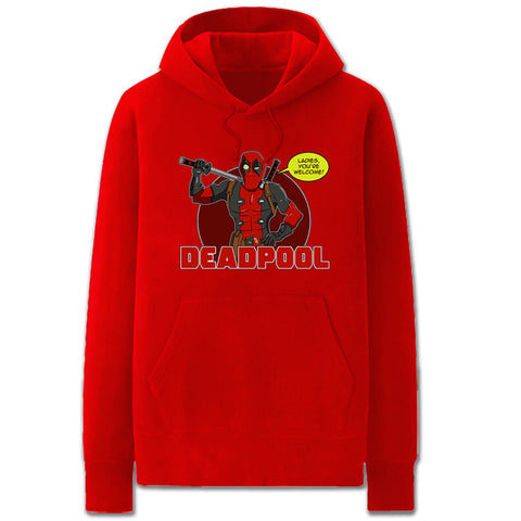 Image of Deadpool Hoodies - Solid Color Super Funny Deadpool Cartoon Style Fleece Hoodie