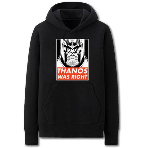 Image of The Avengers Hoodies - Solid Color Thanos was Right Super Cool Fleece Hoodie
