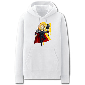 Thor Thor Hoodies - Solid Color Thor Thor Cartoon Style Cute Fleece Hoodie