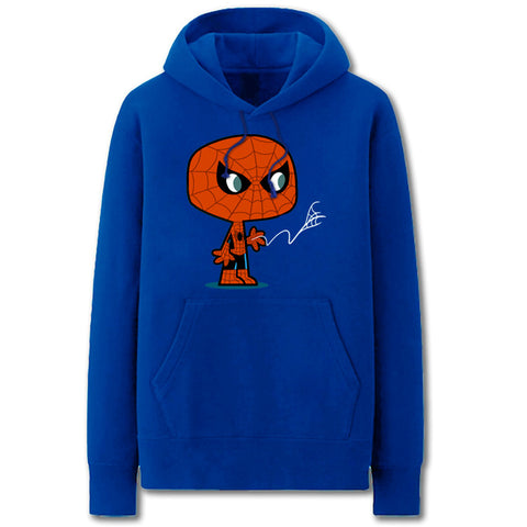 Image of Spiderman Hoodies - Solid Color Spiderman Cartoon Style Super Cute Fleece Hoodie