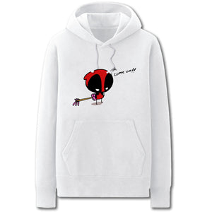 Deadpool Hoodies - Solid Color Super Hero Deadpool Cartoon Style Cute Fleece Hoodie