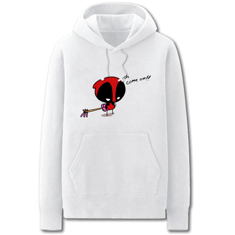 Image of Deadpool Hoodies - Solid Color Super Hero Deadpool Cartoon Style Cute Fleece Hoodie