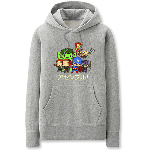 Image of The Avengers Hoodies - Solid Color Super Hero Assembly Cartoon Style Cute Fleece Hoodie