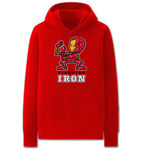 Iron Man Hoodies - Solid Color Super Hero IronMan Cartoon Style Fleece Hoodie