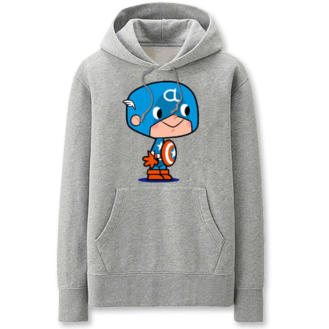 Image of CaptainAmerica Hoodies - Solid Color CaptainAmerica Icon Cute Cartoon Style Fleece Hoodie