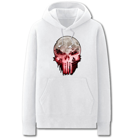Image of Punisher Hoodies - Solid Color Punisher Skull Super Cool Fleece Hoodie