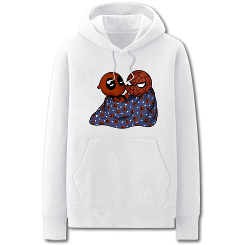 Image of Spiderman and Deadpool Hoodies - Solid Color Spiderman Deadpool Cartoon Style Super Funny Fleece Hoodie