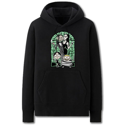 Image of The Addams Family Hoodies - Solid Color Gothic Adams Family Terror Fleece Hoodie