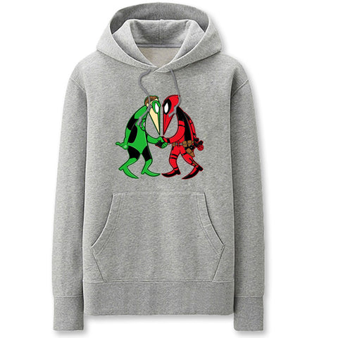 Image of Green Lantern and Deadpool Hoodies - Solid Color Funny Green Lantern and Deadpool Cartoon Style Fleece Hoodie