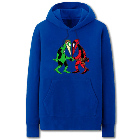 Image of Green Lantern and Deadpool Hoodies - Solid Color Funny Green Lantern and Deadpool Cartoon Style Fleece Hoodie