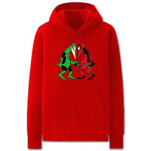 Image of Green Lantern and Deadpool Hoodies - Solid Color Funny Green Lantern and Deadpool Cartoon Style Fleece Hoodie