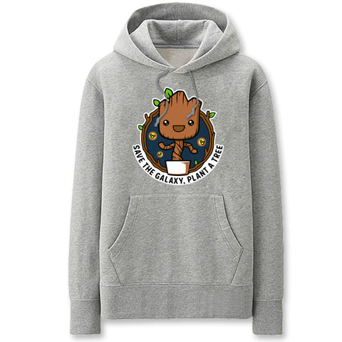 Image of Guardians of the Galaxy Hoodies - Solid Color Groot Cartoon Style Super Cute Fleece Hoodie