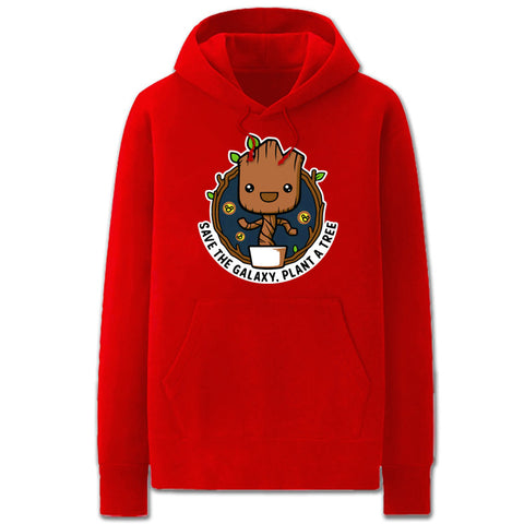 Image of Guardians of the Galaxy Hoodies - Solid Color Groot Cartoon Style Super Cute Fleece Hoodie