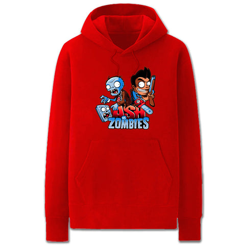 Image of Plants vs. Zombies Hoodies - Solid Color Plants vs. Zombies Cartoon Style Fleece Hoodie