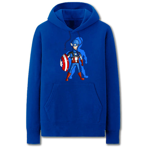 Image of The Avengers Hoodies - Solid Color Captain America Funny Cartoon Style Fleece Hoodie