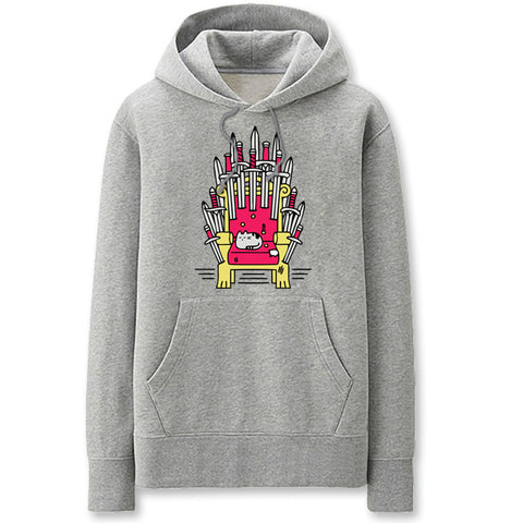 Image of A Song of Ice and Fire Hoodies - Solid Color Cat Throne Cartoon Style Fleece Hoodie